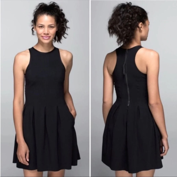 LULULEMON HERE TO THERE PLEATED BLACK TENNIS DRESS - Picture 3 of 6